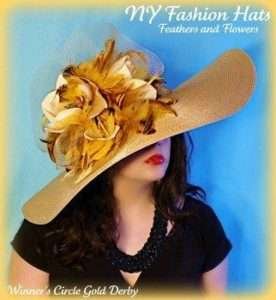 Hats With Gold Brown Feathers And Mustard Yellow And Ivory Flowers