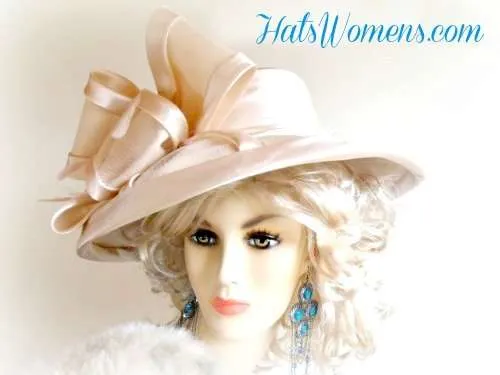 Ivory Wedding Hats, Ivory Satin Bridal Hats, Satin Hats For Women, Woman's Ivory Designer Hats, Fashion Hats