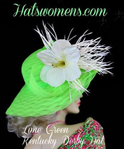 Lime Green Fashion Hats, Wedding Hats, Dress Hats, Ladies Formal Bridal Hats