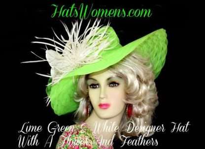 Lime Green And White Kentucky Derby Hats, Hats For Weddings