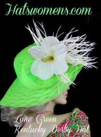 Lime Green Kentucky Derby Hats, Ladies Horse Racing Hats