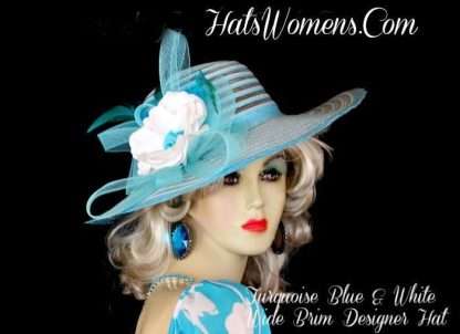 Hats For Brides, Turquoise Blue Church Hats, Ladies Dress Hats