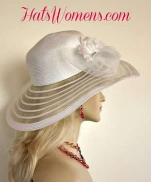 White Hats For Weddings, Hats For Brides, Wide Brim Hats, Ladies Derby Hats
