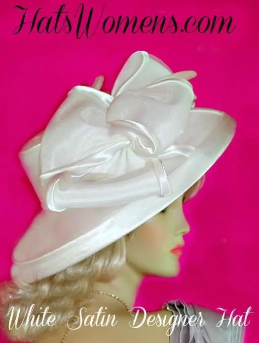 Bridal Hats, Hats For Brides, Formal Satin Hats, Satin Kentucky Derby Hats, Satin Hats For Weddings