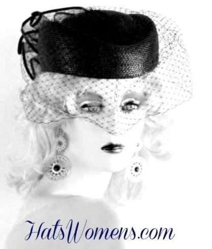 Black Formal Pillbox Hats, Ladies Black Funeral Hats, Black Dress Hats, Black Custom Made Pillboxes