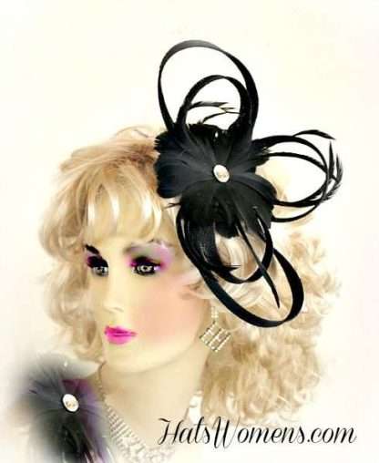 Wedding Headpiece, Bridal Headpiece, Black Hair Accessories, Ivory Wedding Fascinator