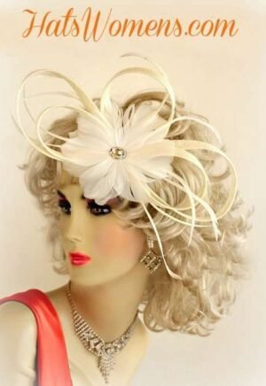 Bridal Headpiece, Wedding Headpiece, Black Ivory Cocktail Hats, Ladies Wedding Fascinator, Special Occasion Hat