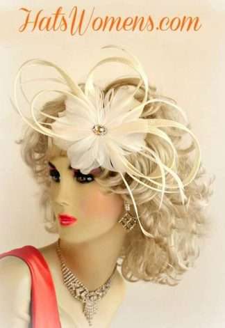 Bridal Headpiece, Wedding Headpiece, Black Ivory Cocktail Hats, Ladies Wedding Fascinator, Special Occasion Hat