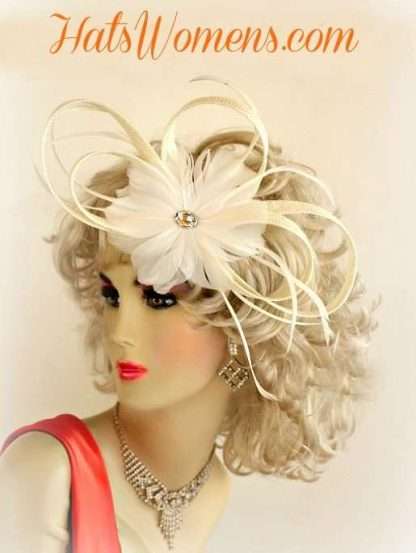 Bridal Headpiece, Wedding Headpiece, Black Ivory Cocktail Hats, Ladies Wedding Fascinator, Special Occasion Hat