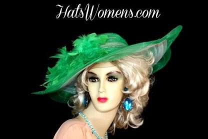 Kelly Green Special Occasion Hats, Kelly Green Preakness Stakes Hats, Royal Ascot Hats, Derby Day Hats, Hats For Horse Racing