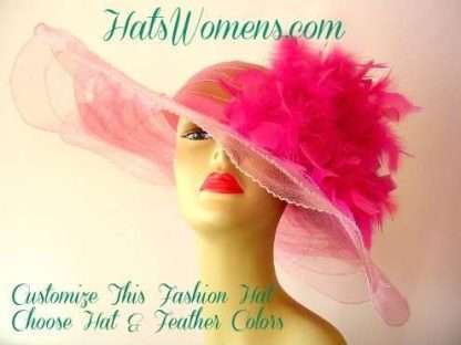 Pink Fashion Hats For Women, Custom Hats For Easter, Custom Church Hats, Hats For Horse Races, Ladies Pink Special Occasion Hats, Hatswomens.com