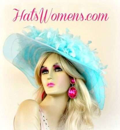 Turquoise Blue Special Occasion Hats, Turquoise Blue Dress Hats, Ladies Turquoise Blue Fashion Hats