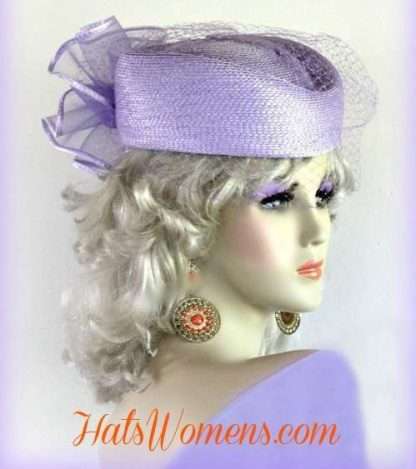 Lavender Hats For Women, Lavender Pillbox Bridal Hats, Ladies Lavender Derby Hats, Lavender Mother's Day Hats, Lavender Easter Hats