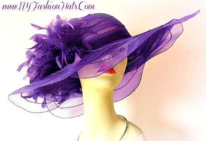 Women's Purple Dress Hats, Purple Formal Hats For Women, Ladies Purple Fashion Hats, Purple Easter Hats