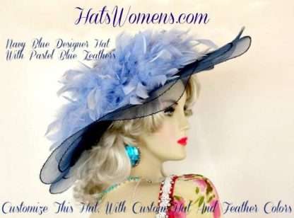 Navy Blue Special Occasion Hats, Ladies Navy Blue Hats, Navy Blue Hats For Women, Navy Blue Hats For Woman