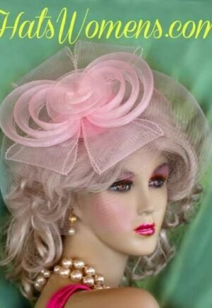 Pink Kentucky Derby Oaks Hat, Wedding Fascinator, Accessories For The Hair, Designer Hats For Women, Ladies Fashion Hats