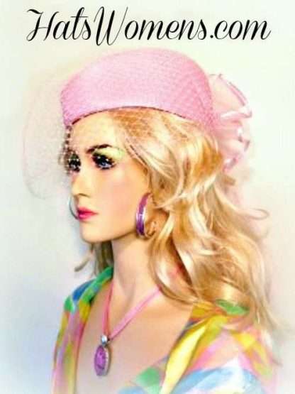 Pink Hats For Brides, Bridal Hats, Kentucky Derby Hats, Women's Pillboxes, Pink Special Occasion Hats, Pink Fashion Hats