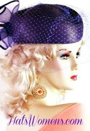Purple Pillboxes For Church, Purple Dress Hats, Ladies Purple Fashion Hats, Purple Hats For Horse Racing Events