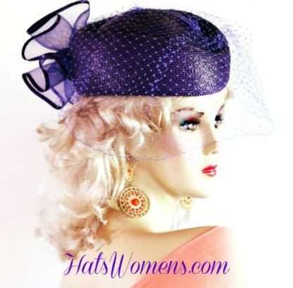 Purple Pillboxes For Church, Purple Dress Hats, Ladies Purple Fashion Hats, Purple Hats For Horse Racing Events