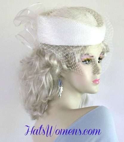 White Hats For Brides, White Bridal Hats, White Wedding Hats, White Special Occasion Hats, White Easter Hats