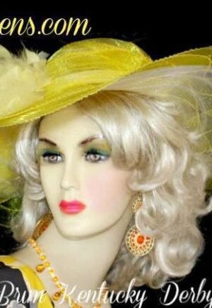 Ladies Hat Accessories, Ladies Yellow Spring Hats, Yellow Hats For The Belmont Stakes Horse Races