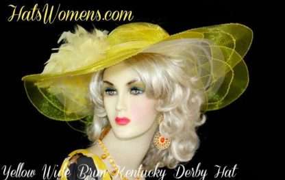 Ladies Hat Accessories, Ladies Yellow Spring Hats, Yellow Hats For The Belmont Stakes Horse Races