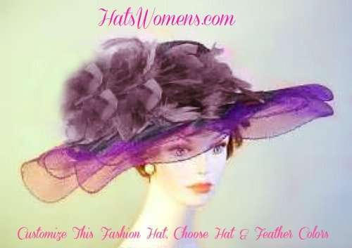 Designer Hats For Women, Hats For Prom Homecomming Dances, Hats For Church, Kentucky Derby Hats With Feathers, Wide Brim Fashion Hats Ladies