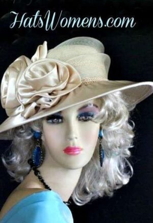 champagne beige hats, ladies hats, beige dress hats, champagne hats for woman, Kentucky Derby hats
