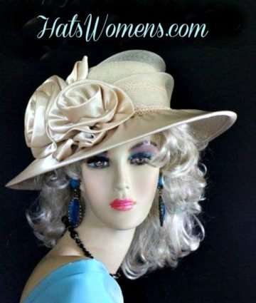 champagne beige hats, ladies hats, beige dress hats, champagne hats for woman, Kentucky Derby hats