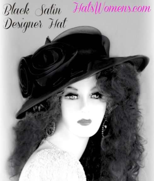 Black Designer Hats For Women, Woman's Black Hats, Black Wide Brim Hats, Belmont Stakes Hats, Preakness Stakes Hats, Hats Women's