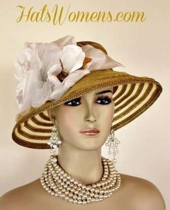 Ladies Metallic Gold Church Hats, Dress Hats For Woman, Women's Designer Hats, Kentucky Derby Horse Racing Hats, Melbourne Cup Hats, Royal Ascot Hats, Bridal Hats Woman