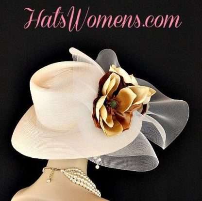 Ivory Straw Braid Custom Hats For Women, Virginia Gold Cup Racing Race Hats, Bridal Wedding Church Hats, Ladies Formal Fashion Designer Hats