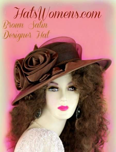 Brown Satin Hats, Brown Hats For Weddings, Brown Kentucky Derby Hats, Brown Hats For Woman, Ladies Brown Derby Hats