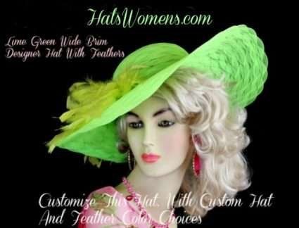 Lime Green Hats For Woman, Women's Designer Hats, Lime Green Hats For Church, Celebrity Hats, Hats For Spring And Summer Woman, Bridal Hats