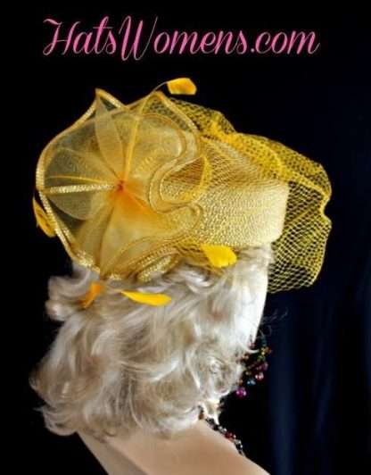 Metallic Gold Ladies Hats, Hats For Weddings, Hats For Woman, Hats For Women, Formal Tea Party Hats, Bridal Hats