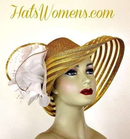 Ladies Metallic Gold Special Occasion Hats, Hats For The Kentucky Derby 2018, Preakness Stakes Hats, Belmont Stakes Hats, Royal Ascot Hats, Fashion Hats For Weddings, Designer Hats, Hats For Woman