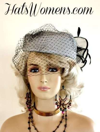 Metallic Silver Pillbox Hat, Black Pillbox Hats, Pillbox Wedding Hats, Church Hats, Hats For Formals