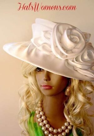 Ladies Wedding Hats, White Church Hats Satin, Satin Bridal Fashion Hats, Designer Hats For Women, Haute Couture Hats For Woman