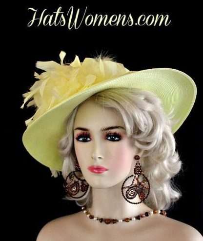 Kentucky Derby 2018 Hats, Yellow Hats For Brides Bridesmaids, Mother Of The Bride Hats, Bridal Hats, Wide Brim Formal Hats, Royal Ascot Hats