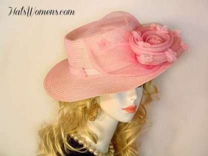 Women's Pastel Pink Tea Party Hats, Pink Wedding Hats, Bridesmaids Hats, Mother Of The Bride Hats, Pink Designer Fashion Hats For Women