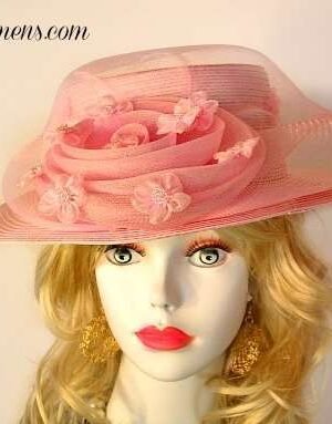 Ladies Pink Designer Hats, Hats With Large Bows, Couture Pink Fashin Hats, Pink Bridal Wedding Church Hats, Hats For Women
