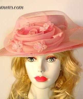 Ladies Pink Designer Hats, Hats With Large Bows, Couture Pink Fashin Hats, Pink Bridal Wedding Church Hats, Hats For Women