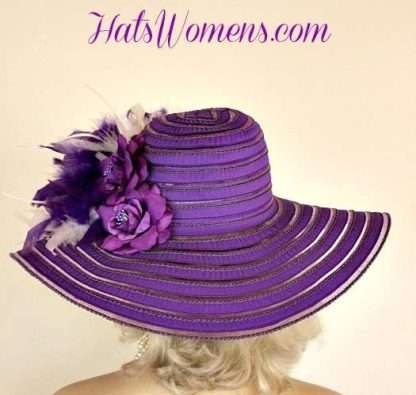 Woman's Purple Church Dress Hats, Wedding Bridal Brides Hats, Woman's Women's Designer Hats, Fashion Hats For Women Purple, Custom Hats Women, Delmar Racing Hat, Hats For Derbies