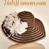 Brown White Spring Summer Sun Hats, Feather Hats, Cruise Wear Beach Casual Dress Hats Woman, Fashion Designer Special Occasion Hat