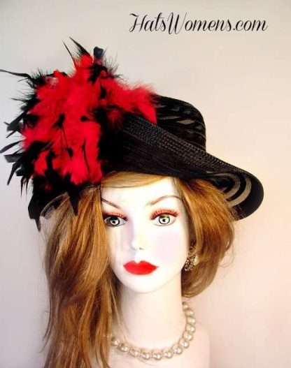 Ladies Church Hats, Hats With Feathers, Black Red Ivory Pink Orange White Designer Hats, Kentucky Derby Hats, Woman's Fashion Dress Hat Hats