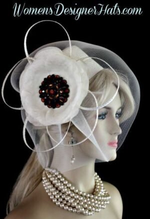 Ivory Couture Custom Made Pillbox Hats, Ivory Cocktail Hat Hats, Ivory Wedding Dress Special Occasion Hat, Church Hats