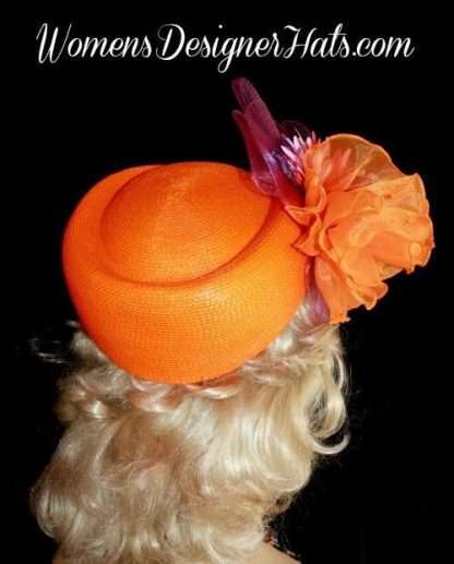 Couture Orange Pink Lavender Purple Pillbox Hat For Women, Pillboxes Hats, Ladies Formal Orange Pillbox Church Hat Hats, Hats For Women, Bridal Wedding