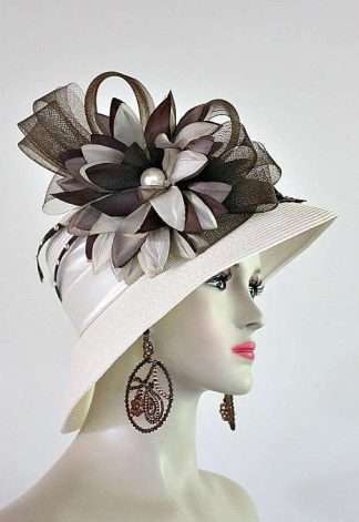 Hats For Women, Ivory Beige Brown Formal Church Hat, Women's Designer Fashion Hat Hats, Bridal, Hats For Weddings