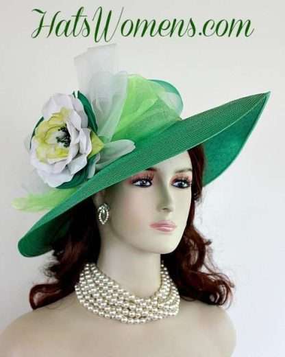 Kelly Green Designer Fashion Hat, Lime Green Hats, White Dress Hats, Hats For Weddings, Woman's Formal Hats, Bridal, Couture Runway Hat Millinery