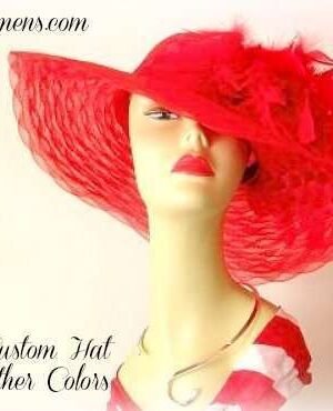Ladies Red Wide Brim Designer Dress Hat Feathers, Navy Blue Hats For Women, Custom Black Hats For The Kentucky Derby, Mother Of The Bride Hats Headpiece Weddings Formals